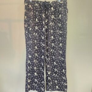 Vera Bradley Flannel PJ Pants‎ Navy Blue with Owl Flower Print Sz Large.C102